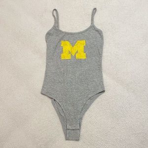 Nuyu University of Michigan Grey Ribbed Bodysuit